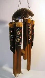 Bambusová zvonkohra barevné kytky 50 cm